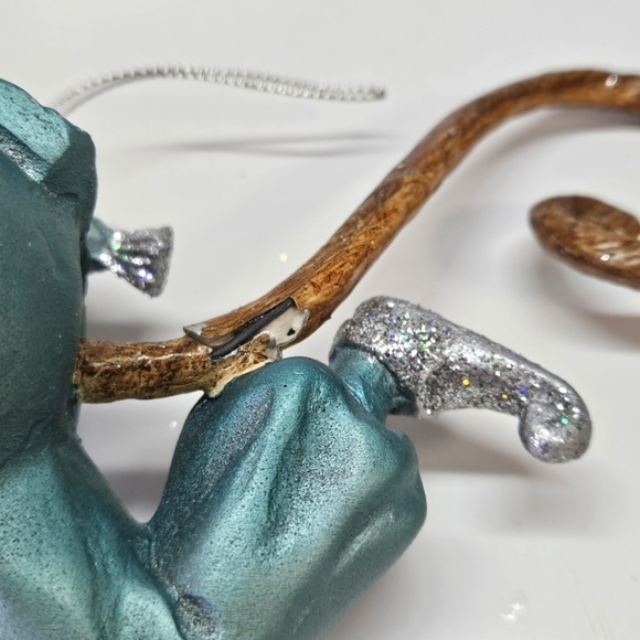 Rare Mark Roberts Monkey Blue & Silver Mascarade Jester Clown Holiday Ornament - Picture 7 of 8